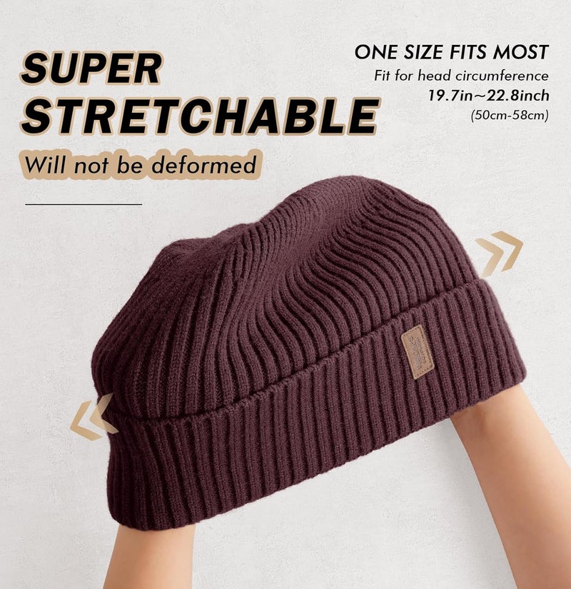 Wmcaps Warm Beanie for Men Women, Fleece Lined Beanie Warm Winter Caps Unisex Fashion Knit Cuffed Cap - Image 3